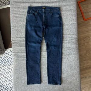 Flint & Tinder Straight Tapered Dark Wash Jeans 34 Indigo Stretch Made in USA